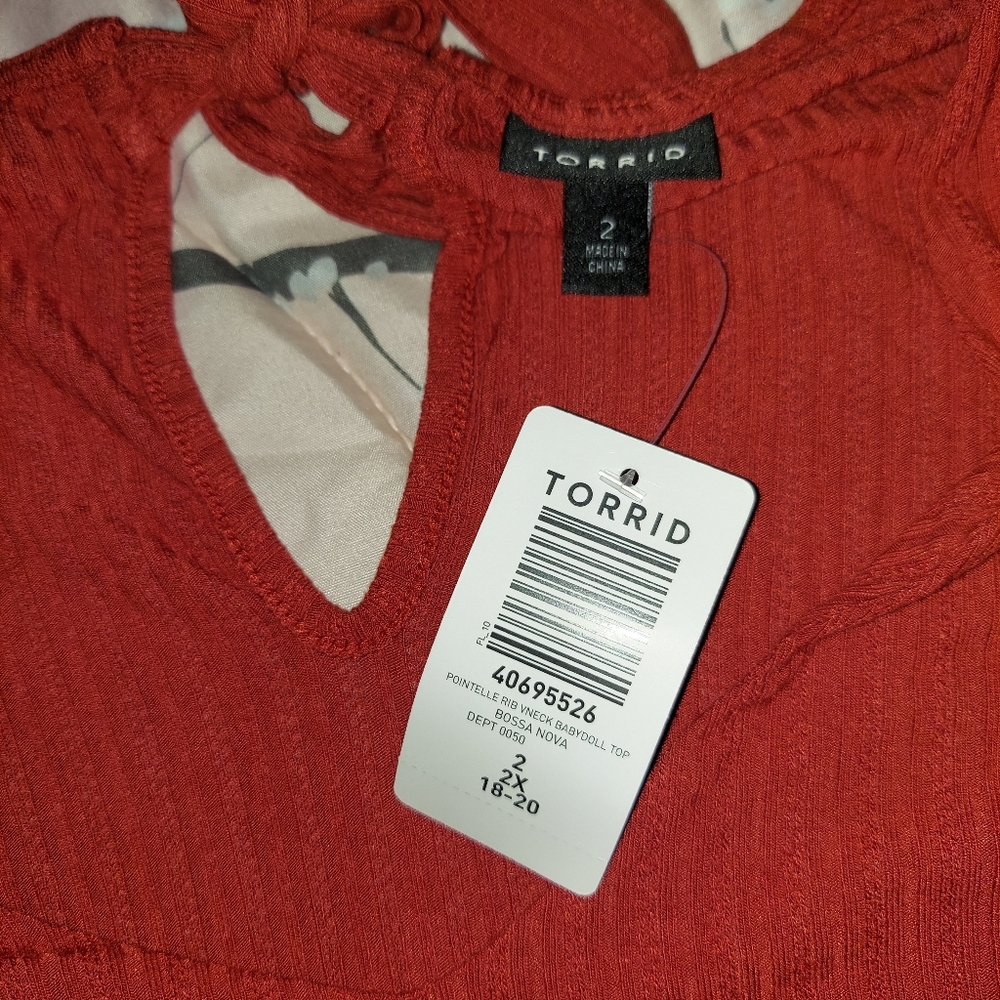 Torrid Pointelle Rib V-Neck Babydoll Top - Picture 11 of 11
